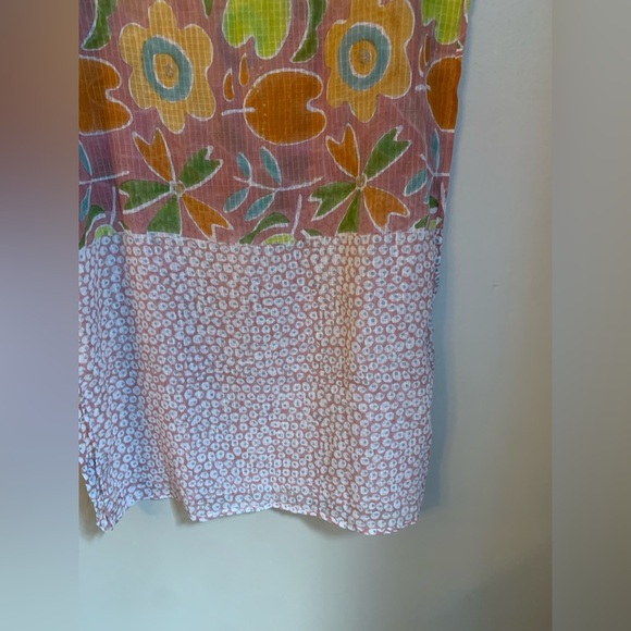 Gudrun Sjoden Cotton Scarf Shawl mixed fabric Striped dots floral 78”x19” - Picture 8 of 8